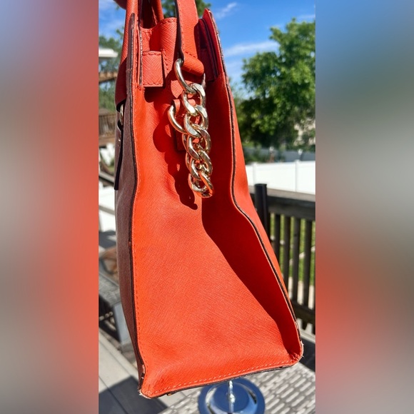 Michael Kors Large Orange Hamilton Saffiano Leather Tote Bag​ - Picture 7 of 16
